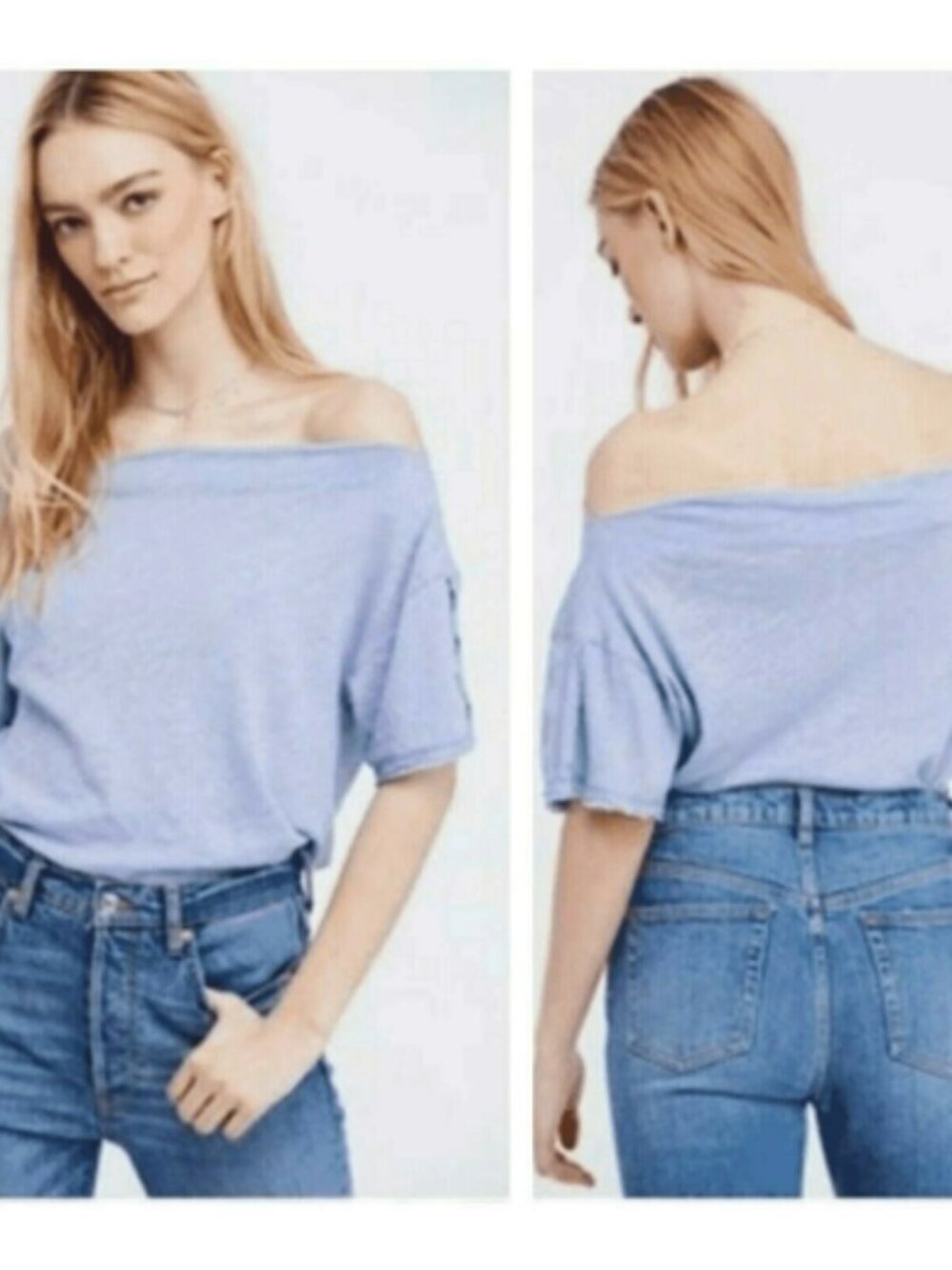 Free People She's So Cool Off-Shoulder Linen Blend Top Shirt Blouse Size XS VGC - Picture 6 of 6